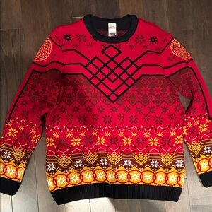 Shang-Chi Marvel Red and Black Patterned Men's Sweater for Christmas！XL